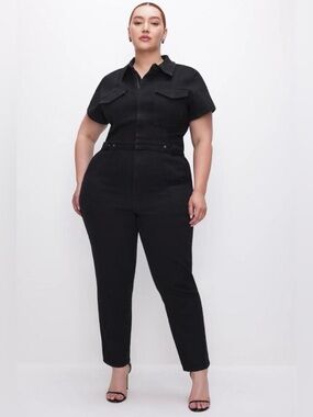 NWT Good American Fit For Success Black Denim Jumpsuit Size 3XL